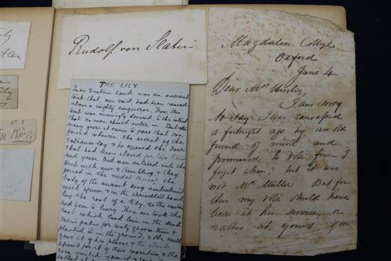 A small collection of autographs to include Disraeli and Kipling etc